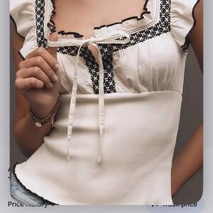 Anthropologie Ruffled Tie-front Women Tank Top - White